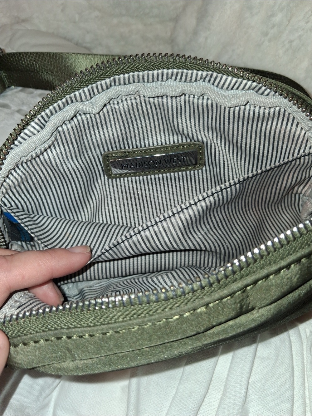 Madison West Olive Green Mini Crossbody Pouch